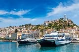 Cuadro en lienzo (60 x 40 cm), diseño de ferry en la isla de Poros en un día de verano en Grecia (51450176)
