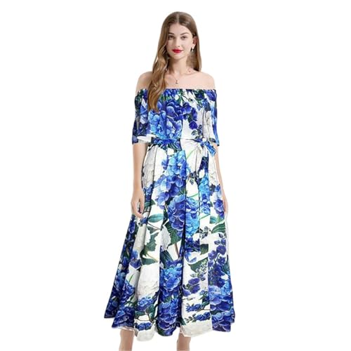 Robe à volants graphiques sans bretelles motif vacances balnéaires fluide
