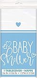 manteles individuales azul turquesa Combina con otros suministros de ducha de Baby Shower Blue Hearts de Unique Party.