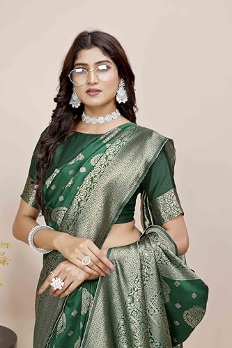 Image of Shasmi Women's Banarasi Saree Pure Kanjivaram Silk Saree Soft new ladies 2025 Design Wear Pattu Sarees Party Sari collections With Blouse Piece for Wedding sadi (PARI-218)
