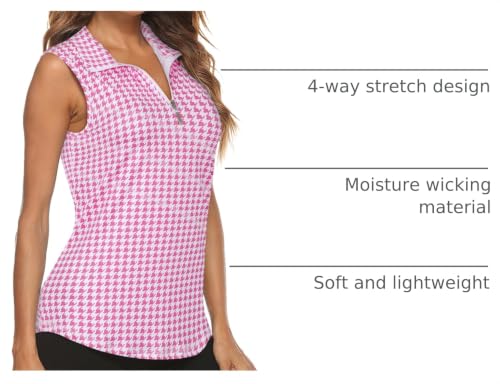 Image of Koscacy Women's Sleeveless Golf Tennis Polo Shirts Zip Up Dry Fit Workout Tank Tops Athletic Shirt