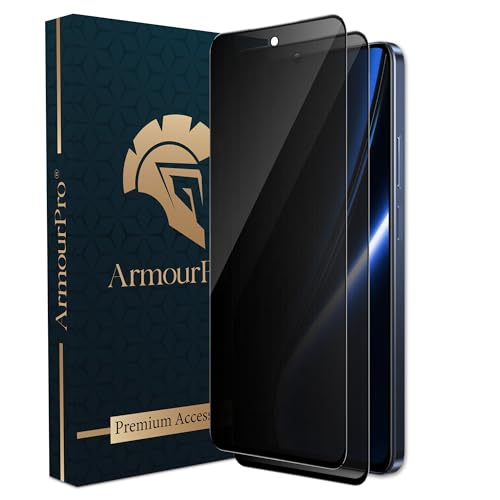 Image of ArmourPro Privacy Tempered Glass Screen Protector Compatible for Realme Narzo 80X, Narzo 70X and Narzo 60X (6.72 Inch) with Edge to Edge Coverage and Easy Installation kit (Pack of 2)