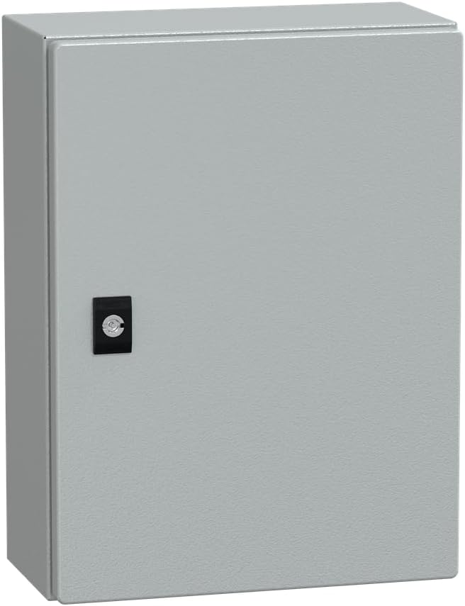 Square D by Schneider Electric Spacial CRN Steel Metal Electrical Box for Indoor Use, Plain Door, Wall Mounted, Mounting Plate Not Included, 300 (W) x 400 (H) x 150 (D) mm