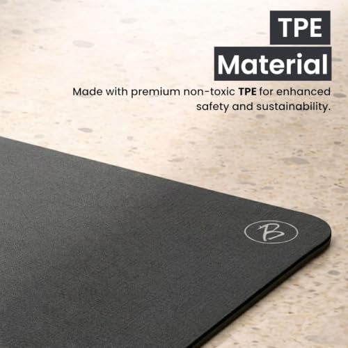 Image of Btag Premium TPE Yoga Mat for Women & Men | Anti-Slip Exercise & Gym Mat for Home Workouts | Lightweight & Durable | 6 mm (Black Melange)