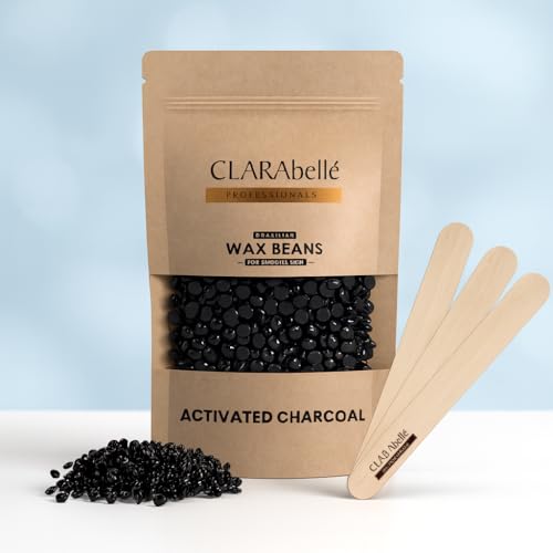 Image of Clarabelle Activated Charcoal Hard Wax Beans | Painless Stripless Hair Removal for Women & Men | For Bikini Line, Upper Lips, Arms, Legs, Underarms & Full Body | Removes Coarse Hair from Root (800g)