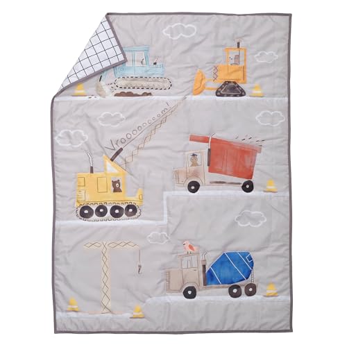 Image of Bedtime Originals 4-Piece Construction Zone Gray /Navy /White Toddler Bedding Set