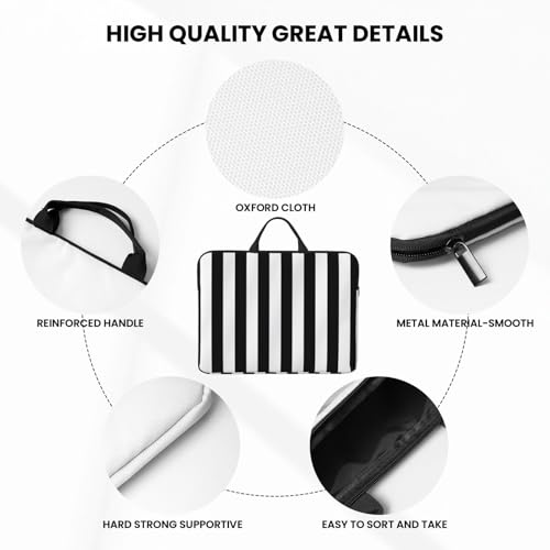 Funda protectora para laptop 14 pulg rayas blanco y negro miniatura 6