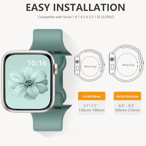 CeMiKa 6 Pack Sport Straps Compatible with Apple Watch Strap 40mm 41mm 38mm 42mm(Series 11) - Silicone Sport Replacement Band for iWatch SE Series 11 10 9 8 7 6 5 4 3 SE3, Women Men - Image 4