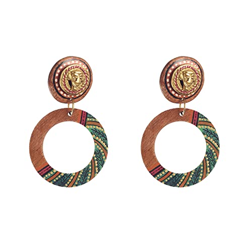 Image of Handcrafted Boho & Ethnic Earrings for Women - Wooden & Brass Statement Designs in Loop, Swing & Motif Styles