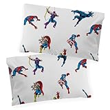 Saturday Park Disney Marvel Comics Invincible (Pack of 2) Reversible Pillowcase - 100% Organic Cotton Double Sided Pillow Cover - GOTS & Oeko-TEX Certified