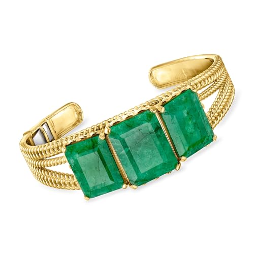 Ross-Simons 30.00 ct. t.w. Emerald Cuff Bracelet in 18kt Gold Over Sterling
