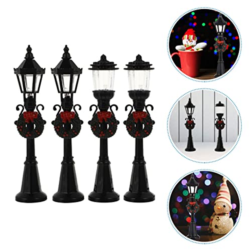 GANAZONO 4 Pcs Modelo De Luz De Rua Ornamento De Micro Paisagem Modelo De Mini Luz De Rua Enfeites D