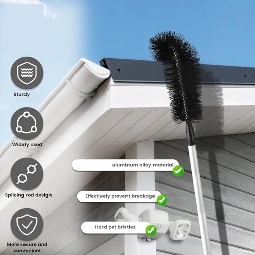 GSCLZ Gutter Cleaner Adjustable Gutter Cleaning Brush Efficient Roofing Gutter Clean Tool with 7/8 Splicing Extension Poles for Easy Removing Leaves For Cleaning Gutter(270cm) - Image 4