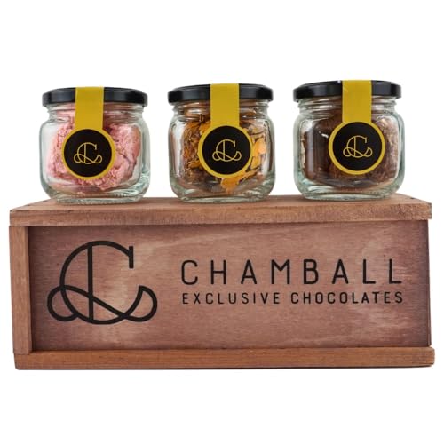 CHAMBALL 15 Trufas de Chocolate con: Mango, Fresa y Naranja Ideal para Disfrutar y Regalar - Caja de Chocolates Belgas Artesanos - Surtido de Bombones Premium de Origen Belga