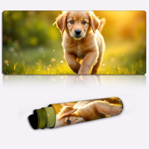 Tapis de souris chiot doré joueur grand format et sa glisse fluide en tissu flexible