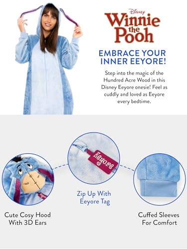 Disney Eeyore Onesie for Women | Eeyore Costume Adult | Womens Fleece Pyjamas | Official Winnie The Pooh Merchandise | Blue | Large - Image 6