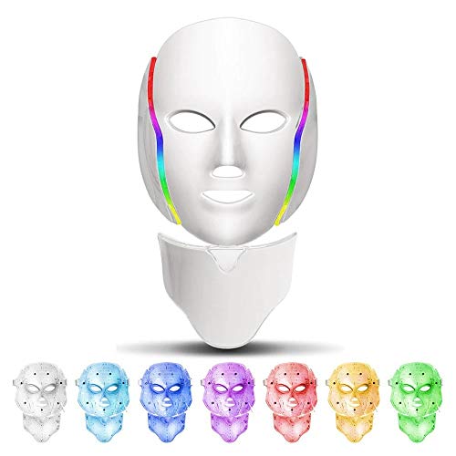 Masque facial à lumière LED | 7 couleurs de rajeunissement de la peau pour la beauté du visage et anti-âge. Traitement laser pour l'acné et les cicatrices