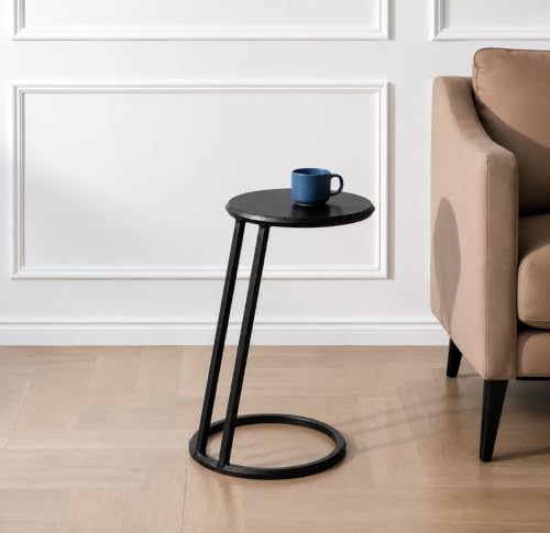 Image of Decor de Maison Brings Handcrafted Slanted Nesting Tables Large in Metal | Bed Side & Sofa Side Tables | End Table for Living Room, Bedroom, Office, Home Decor, Coffee Table (Black, Small)