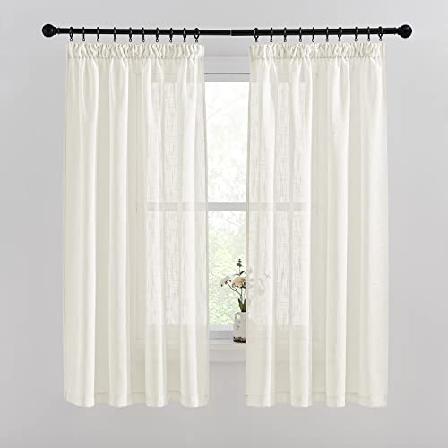 PONY DANCE Kurze Gardinen Hellbeige Vorhang Halbtransparent - Landhausstil...