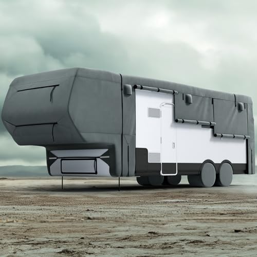 KING BIRD RV Cover, Heavy Duty Snow Protection, Fits 37-41ft 5th Wheel Campers, with Adhesive Repair Patches,Windproof Straps&Tire Covers 37-41FT - 49