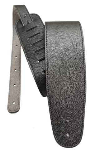 Custom Style T801C02 Sangle de guitare et de basse en cuir noir