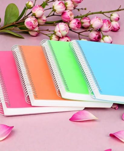 Image of Spiral Notebook, Single Subject - 200 Pages, Unruled, Plain, A4, Long Size Plain Notebooks for School and College Students Pack of 5