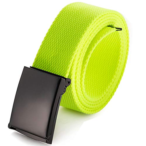 Image of Mile High Life Cut To Fit Canvas Web Belt Size Up to 52 inch with Flip-Top Solid Black Military Buckle