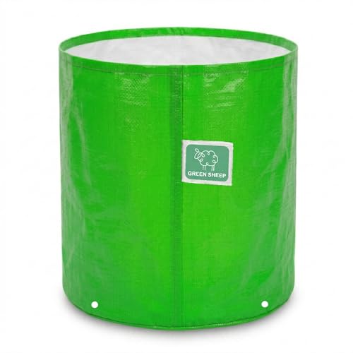 Image of GREENSHEEP HDPE Grow Bag Heavy Duty 260 GSM Round Plants Flower Growing Bags Floor Standing Mount Type for Home Garden Balcony Terrace Kitchen Nursery (Green, 15x18 inch, Pack of 1)