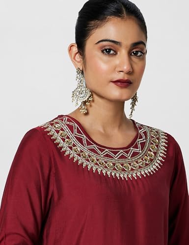 Image of BIBA Women Rayon Blend Straight Fit Solid Festive Kurta