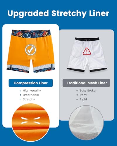Image of maamgic 2 in 1 Mens Swim Trunks 7 Inch Swim Shorts Swim Suits Board Shorts