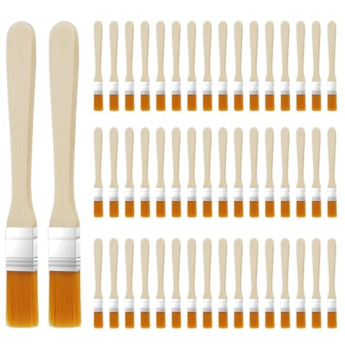 NCCHDZSW 50 pinceles pequeños con mango de madera, 13,5 cm de largo, pincel de pintor, pincel plano, pincel de cerdas para arte, suministros de pintura, bricolaje
