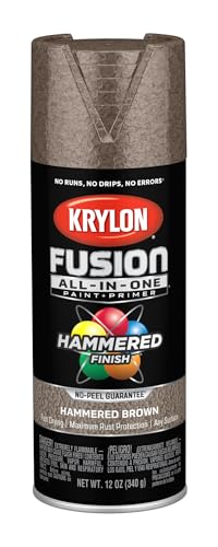 Image of Krylon Fusion All-In-One Adhesive Hammered Finish Spray Paint for Indoor /Outdoor Use, 12 oz, Brown