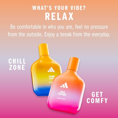 Image of Adidas Vibes Get Comfy Eau de Parfum 1.6 fl oz (Pack of 1), Notes of Amber Floral, Mandarin, and Vanilla, Unisex Fragrance, Long Lasting, Sporty Fragrance, Travel Size