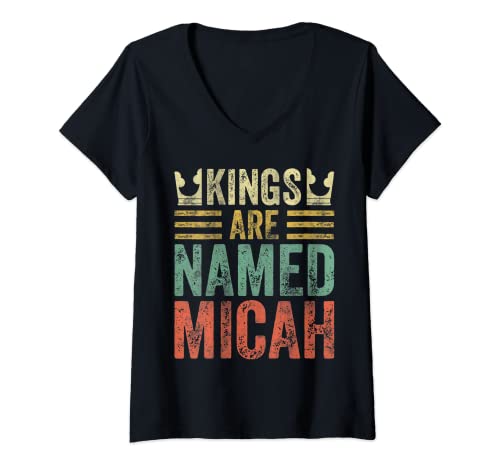 Donna Divertente nome personalizzato camicia Kings sono chiamati Micah Maglietta con Collo a V
