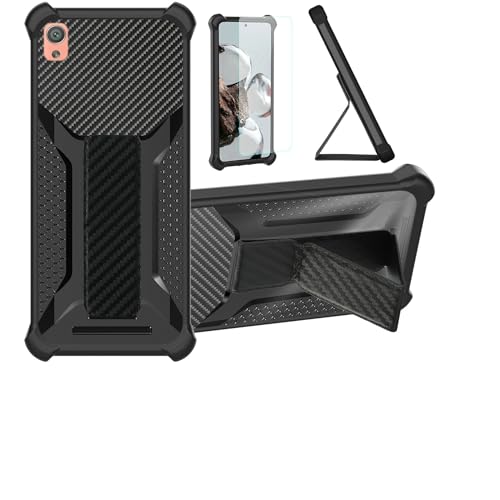 bojioderf Funda para Sony Xperia XA Funda Carcasa Case Cover [con Protector de Pantalla de Cristal Templado] Híbrida [Soporte Plegable Magnético] [Esmerilado antihuellas] Negro