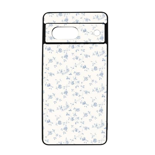 qizjio Coquette Aesthetic Phone Case Shockproof Protective Blue Flower Phone Cover for Google Pixel 7