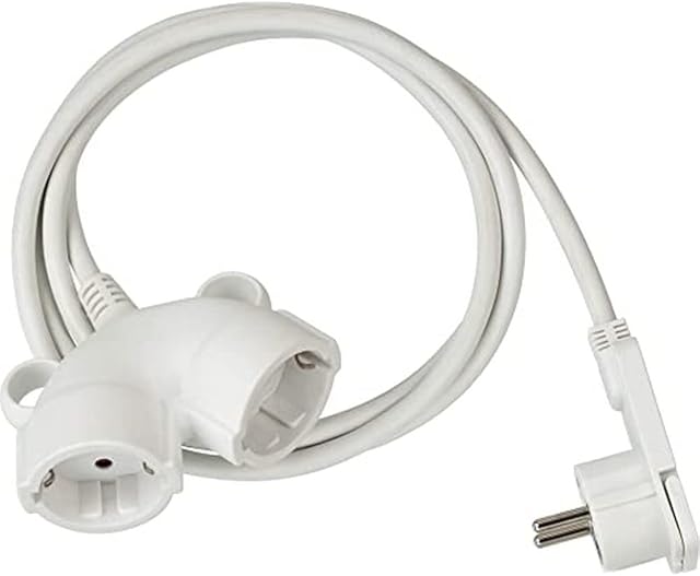Brennenstuhl Quality plastic flat plug extension cable (flat for indoor use with 3m cable, power extension cable with double socket, 2 way extension cable) white