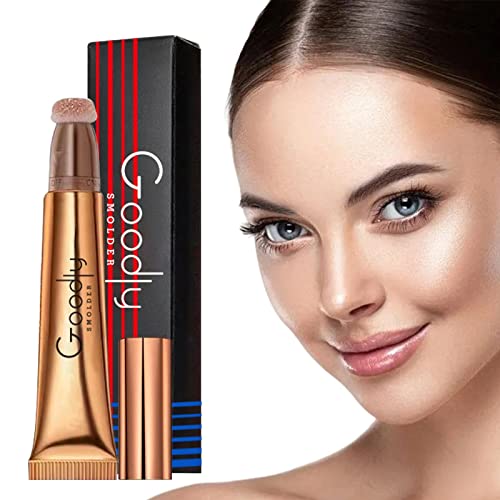 rubor líquido, maquillaje resaltador líquido portátil 15 ml, maquillaje Diseño yeso Resaltar Bronceador Moldeador recorte con aplicador colchón Fowybe