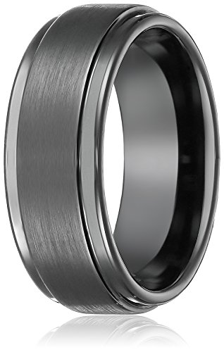 Rosenthal Collection 8mm Black High Polish/Matte Finish Men's Tungsten Ring Wedding Band Sizes 6 to 15 (11)
