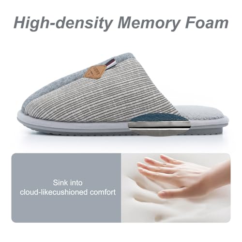 Image of GOEWY Mens Two-Tone House Slippers with Memory Foam Cozy Warm Slip On House Shoes for Indoor Outdoor Gifts for Men Him Dad
