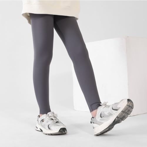 Children's Sports Warm Leggings Tights Winter Yoga Athletic High Rise Yoga Pants Elastic Sporty Funny High Waisted Newborn Fleece High Waist Running Cute Active Scrunch Comfy Workout Lift Dark Gray3
