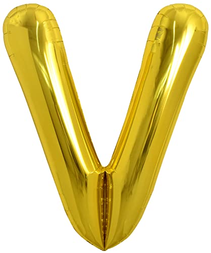 Image of TONIFUL 40 Inch Large Gold Letter V Balloons, Foil Mylar Big Balloons for 2026 New Year Eve Graduation Wedding Baby Shower Birthday Party Anniversary Decorations