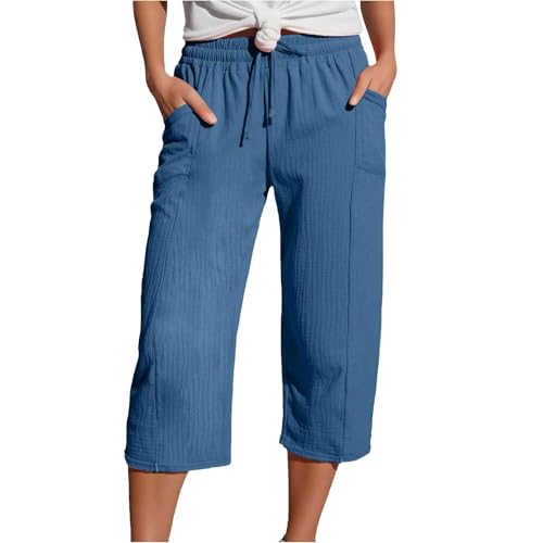 Pantalon en lin pour femme de qualité supérieure coupe moderne et finitions côtelées