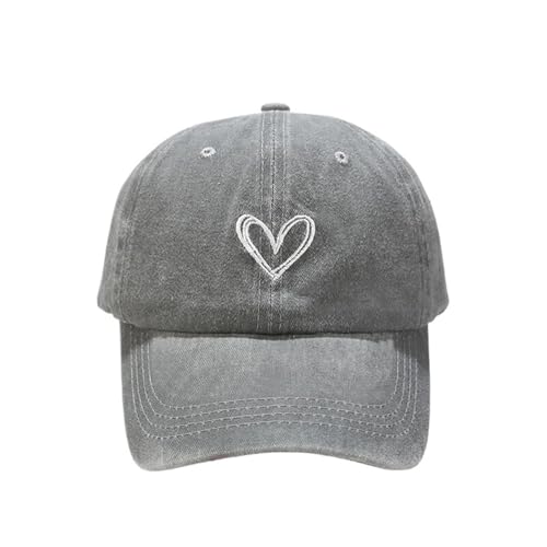 Casquette femme grande taille pêche cœur lavé cowboy baseball décontracté version coréenne mince