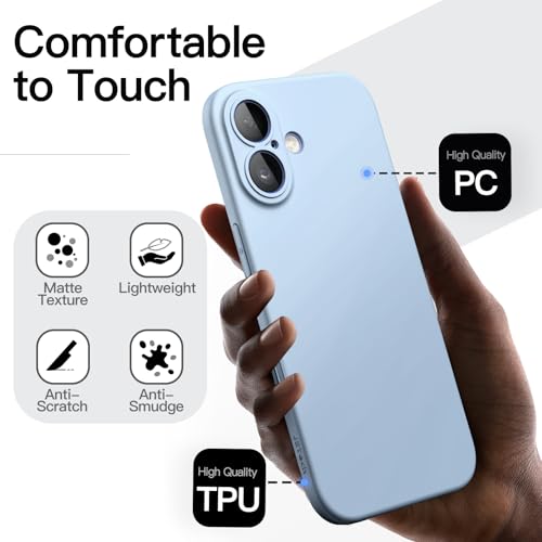 Image of JETech Slim Case for iPhone 17 6.3-Inch, Ultra-Thin Lightweight Minimalist Phone Cover with Camera Lens Protection, Matte Anti-Fingerprint Finish (Mist Blue)