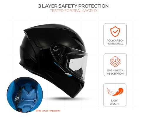 Image of Axxis Segment by MT Group, Solid Full Face Helmet | ISI & DOT Certified | Aerodynamic Shell | Anti-Scratch Visor | Motorcycle Helmet for Men & Women