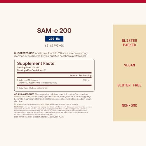 Jarrow Same Supplement 200 mg, Regular Strength, 60 Tablets - image 4