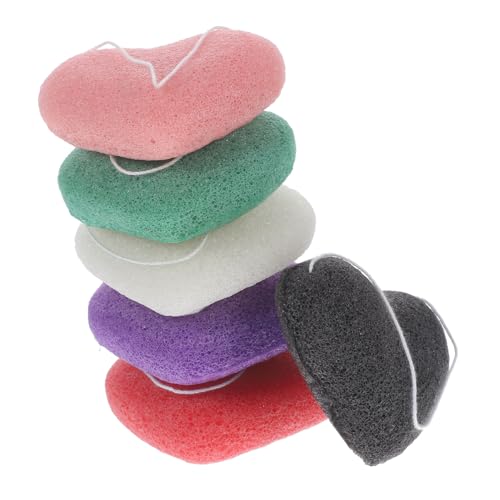 PAMINGONO Esponjas Faciales Exfoliantes de Corazón 6 Piezas Tamaño Mediano Materiales Naturales para Limpieza Facial y Corporal Uso Diario Multicolor