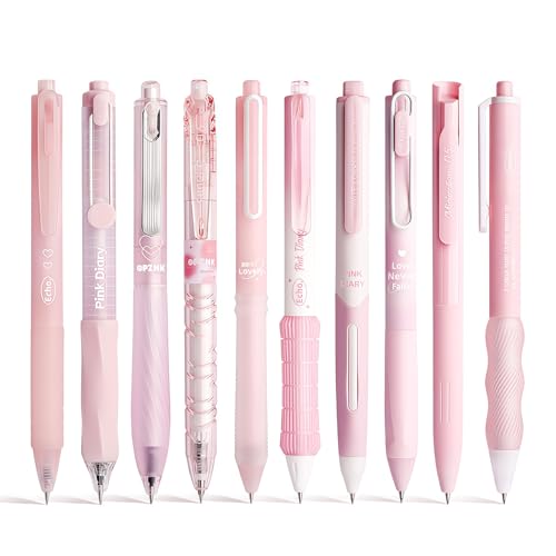 ZenithAura 10er Set Pastell Gel Ink Stifte, Süße Notizen 0 5 Mm Feine Spitze Einziehbare 10er Schwarze Tinte Kugelschreiber Zum Schreiben, Journaling, Schule, Büro Rosa