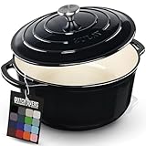 SUPERIOR HEAT RETENTION & DISTRIBUTION: Crafted from premium enameled cast iron, this 7.7-quart Dutch oven ensures exceptional heat distribution and retention, cooking your meals evenly while keeping them warm for longer. Perfect for baking breads, s...